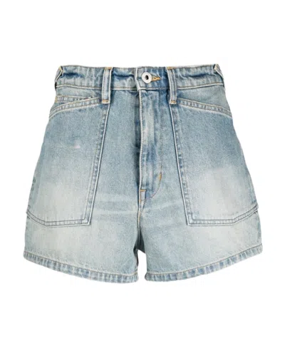 KENZO KENZO LOGO PATCH DENIM SHORTS