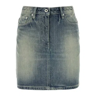 Kenzo Japanese Denim Mini Skirt In Blue