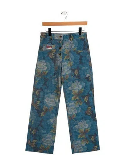 Pre-owned Kenzo High-rise Wide Leg Jeans In Blue