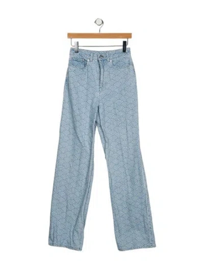 Pre-owned Kenzo High-rise Wide Leg Jeans In Blue