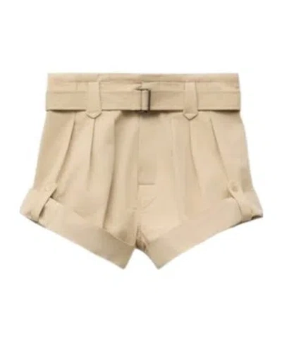 Kenzo High-waist Shorts In Cotton Twill In Neutral
