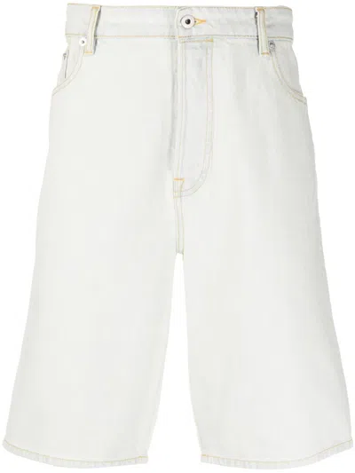 Kenzo Logo-embroidered Denim Shorts In White