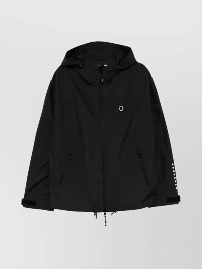 Kenzo Hooded Drawstring Hem Jackets With Zip Pockets In Black