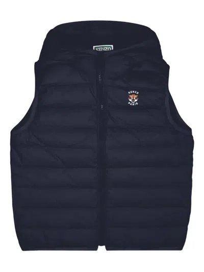 Kenzo Kids' Hooded Padded Gilet In Blue
