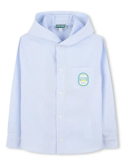 Kenzo Kids' Hooded Shirt In Blue