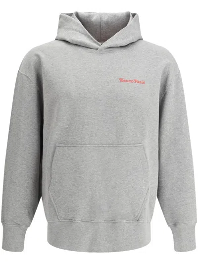 Kenzo Hooded Sweatshirt With Logo Print In Grey