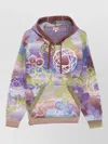 Kenzo Hooded Wool Blend Top Abstract Pattern In Multi