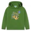 Kenzo Logo-print Fleece-texture Hoodie In Green