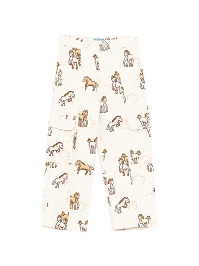 Kenzo Kids' Horse-print Trousers In Neutral