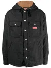 Kenzo Houndstooth-pattern Press-stud Shirt Jacket In Grey