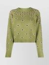 KENZO INTARSIA FLORAL KNIT CREWNECK SWEATER