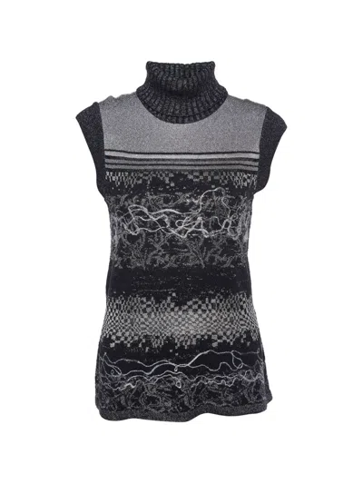Pre-owned Kenzo Intarsia Sleeveless Top In Black