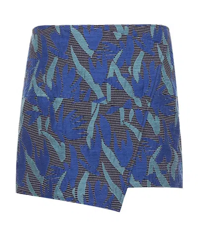 Kenzo Irregularly Printed Skirt In Blue