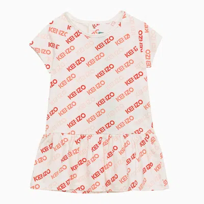 Kenzo Ivory Cotton Dress With Logo In White
