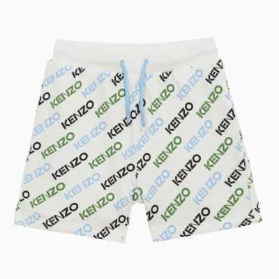 Kenzo Ivory Cotton Shorts With Logo In White