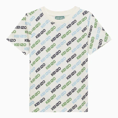 Kenzo Kids' Ivory Cotton T-shirt With Logo In White