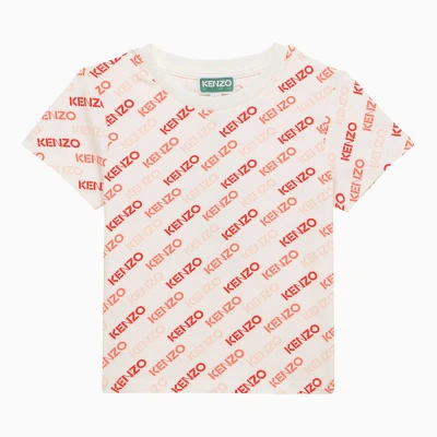 Kenzo Kids' Ivory Cotton T-shirt With Logo In White