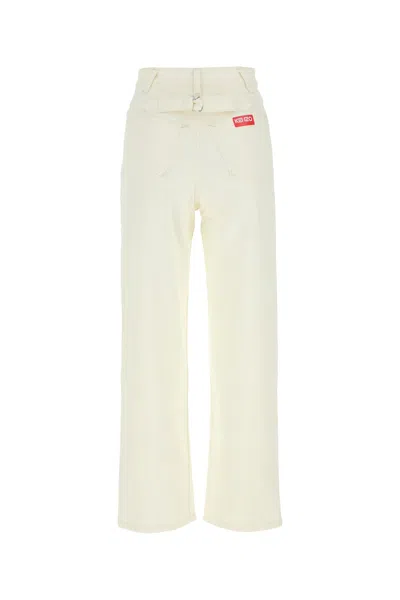 Kenzo Ivory Denim Jeans In Wb