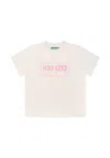 Kenzo Ivory T-shirt For Baby Girl With Logo In Ivory