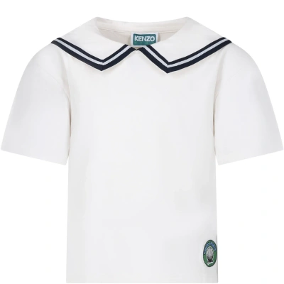 Kenzo Kids' Ivory T-shirt For Boy With Logo Patch