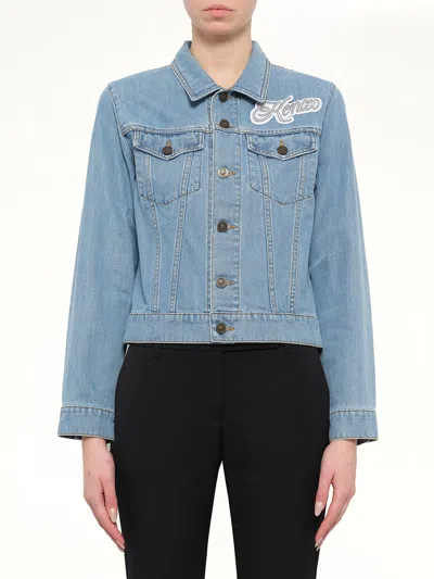 Kenzo Logo-patch Denim Jacket In Blue