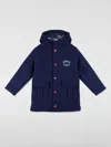 Kenzo Logo-appliquéd Hooded Coat In Blue