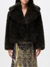 Kenzo Faux-fur Collar Blazer Notched Lapels In Braun