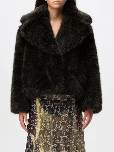 Kenzo Faux-fur Collar Blazer Notched Lapels In Green