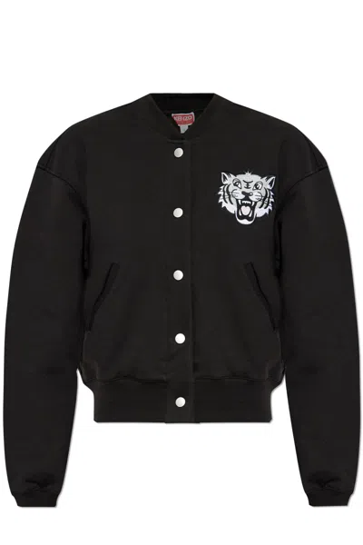Kenzo Joyful Tiger Cotton Jacket In Black