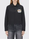 Kenzo Coach Jacket With Stampaint In Black