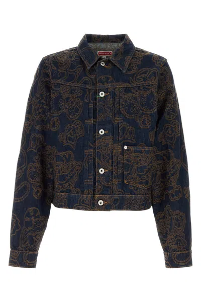 Kenzo Verdy Collection Trucker Jacket In Rinsebluedenim