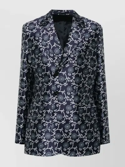 Kenzo Jacquard Blazer Rear Vent In Black