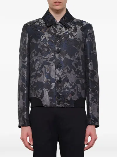 Kenzo Jacquard Bomber Jacket In Gray