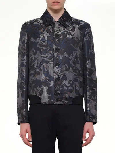 Kenzo Jacquard Bomber Jacket In Gray