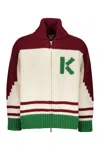 Kenzo Floral-intarsia Wool Cardigan In White