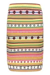Kenzo Neutral Fairisle Jacquard Stripe Skirt In Multicolor