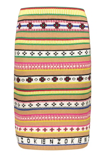 KENZO JACQUARD KNIT SKIRT