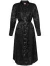 Kenzo Peonies Jacquard Shirt Dress In Black