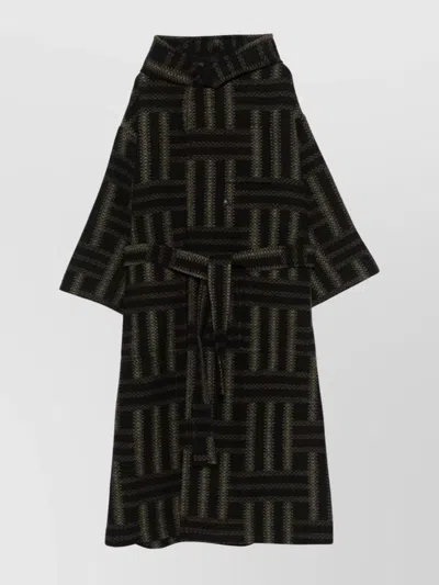 KENZO JACQUARD WOOL COAT WITH DETACHABLE BELT LOOP