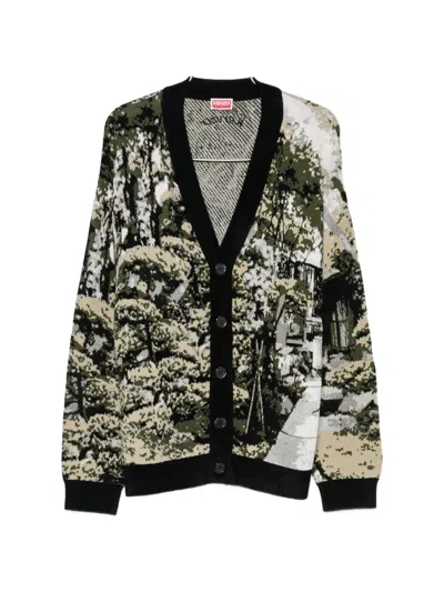 Kenzo Japanese Garden V-neck Cardigan In Multi