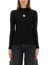 Kenzo Boke Flower High Neck Sweater With Contrasting Embroidery In Black