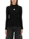 Kenzo Boke Flower High Neck Sweater With Contrasting Embroidery In Black