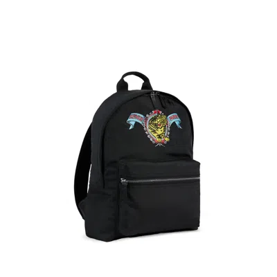 Kenzo Jumping Tiger Embroidered Backpack In Black