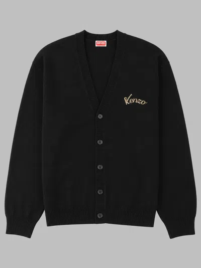 Kenzo Jumping Tiger Embroidered Cardigan In Black