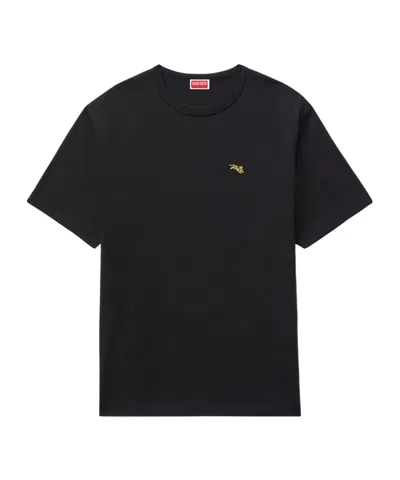 Kenzo Tiger Motif Crew Neck Short Sleeve T-shirt In Black