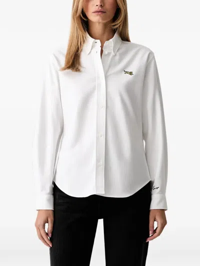 Kenzo Jumping Tiger Embroidered-logo Shirt In White