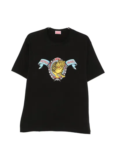 Kenzo Unisex Crew Neck Graphic Short Sleeve T-shirt In Black