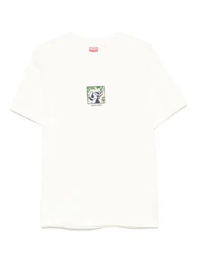 Kenzo Elephant Jungle Crew Neck Cotton T-shirt In White