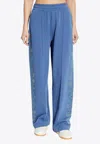 Kenzo Jungle Flower Wide-leg Track Pants In Blue