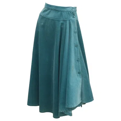 Pre-owned Kenzo Jungle Jap Asymmetrical Corduroy Skirt, 1970's In Blue